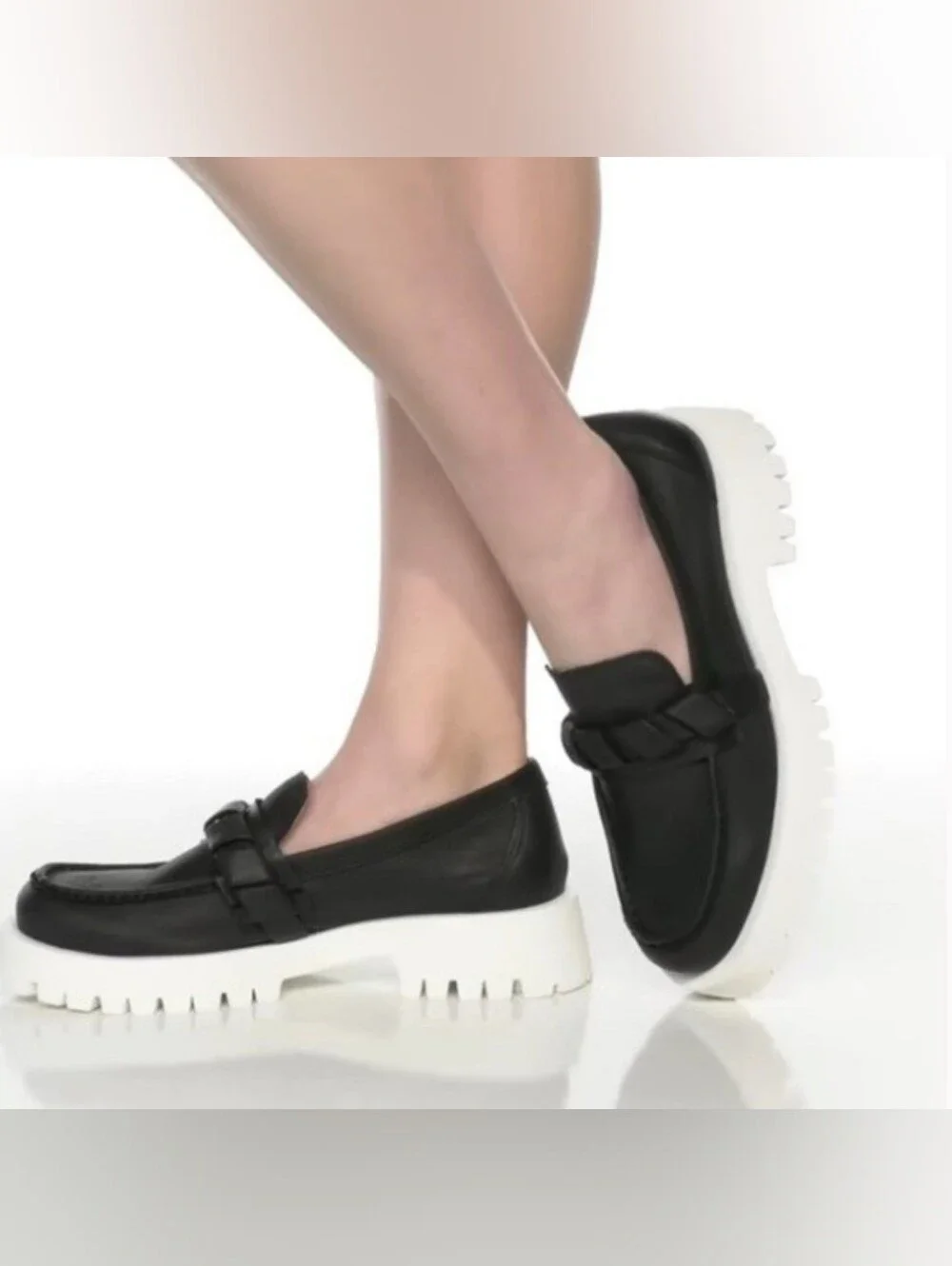 Miz Mooz Vicky Black Leather‎ Platform Loafers